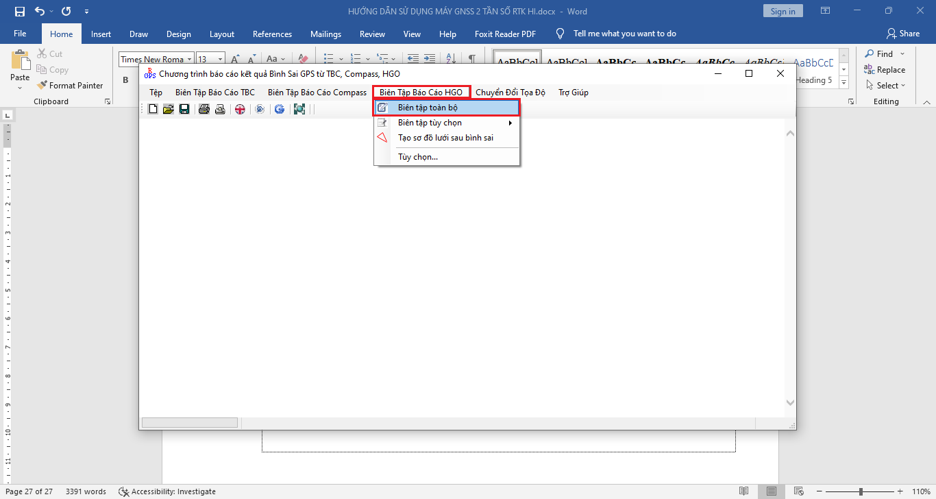 xử lý số liệu bằng phần mềm HGO